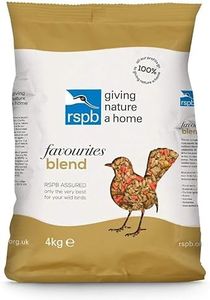 RSPB Wild Bird Favourites Seed Blend 4Kg containing Premium Sunflower Hearts, High Energy Sprinkles & Dried Mealworms
