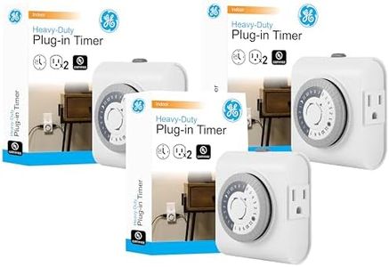 GE Mechanical Grounded Outlet Timer,Dual Plugs with 3 Prongs,24 Hour Cycle,Indoor Use for Lights,Lamps,Fans,Appliances,Christmas Tree,15075,(Pack of 3)