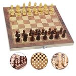 Jsdoin 3 in 1 Chess Set - 15.3"x15.3", Wooden Travel Folding/Portable Chess Kit Cardboard Games for Kids, Adults, Boys, Girls, Family(39cm×39cm)