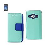 Reiko 3-in-1 Wallet Case for ZTE Concord 2 Z730 with Navy Interior Polymer - Retail Packaging - Green