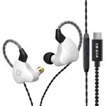 keephifi KBEAR KS1 USBC Headphone Upgraded Type C Earphone Wired Earbuds in Ear Monitor with Built-in DSP Audio decoding chip for Singers Audiophile(White, with mic)…