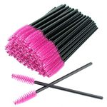 50 PCS Disposable Eyelash Brushes Mascara Wands Eye Lash Eyebrow Applicator Cosmetic Makeup Brush Tool Kits (black-rose)