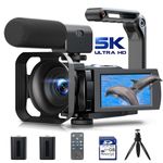 5K 56MP Camcorder Video Camera WiFi 3'' 270° Rotatable Touchscreen Vlogging Camera Youtube Camera Podcast Recorder Video Camera with 64GB SD Card, Remote Control, 2 Batteries, Hood, Microphone, Tripod