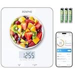 RENPHO Electronic Digital Kitchen Scales with Tare Function, Food Weighing Cooking Scale for Baking and Calorie Counting, Tempered Glass Platform with LCD Display, 5 Units Conversion, 5kg/11lb, White