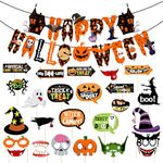 Zyozique Halloween Theme Party Decorations Items - Halloween Paper Banner And Photo Booth Props ( Pack Of 26 )