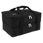 Double Insulated Casserole Carrier, Expandable Casserole Carriers for Hot or Cold Food, Insulated Food Carrier for 9" × 13" and 11" × 15" Baking Pans for Potluck Parties, Picnic, Beach (Black)