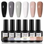 ROSALIND Gel Nail Polish Set, Nail Gel Non-Toxic Long Lasting Gel 15ml Gel Nail Polish Kit, Morandi Color Nude Gel Polish for Nail Art DIY Nail Set at Home 6 Colors