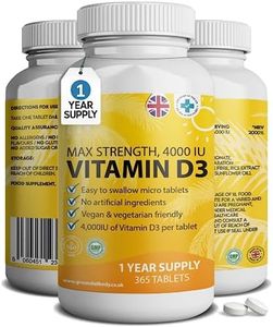Vitamin D3 4000 IU Micro Tablets - 365 Day Supply, Easy to Swallow High Strength Premium Sunshine Vitamin | Max Strength Vitamin D Supplement, Vegetarian & Vegan Friendly, Made in UK by Grounded