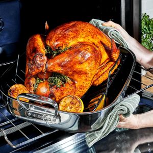 HexClad Hybrid Roasting Pan – Stainless Steel Non-Stick Oven Safe