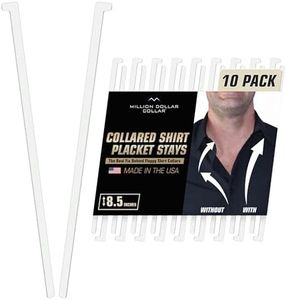 Million Dollar Collar Placket Stays - Slick Collar for Men & Women Dress Shirts with Universal Compatibility, Keeps Firm & Crisp, Made from Proprietary Material 10-Pack White