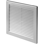 Silver Louvred Wall Vent Grille with Flyscreen and Screw Caps, 250 x 250 mm, Air Ventilation Duct Cover with Anti-Insect Mesh and Flat Back, Tough and Durable ABS Plastic