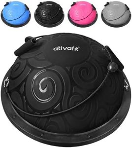 ATIVAFIT HALF BALL BALANCE TRAINER Inflatable Yoga‑Stability Ball for Core Strength & Home Workouts with Resistance Bands, Pump & Anti‑Slip Base (Supports up to 660 lbs)
