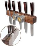 Walnut 16 inch Magnetic Knife Holder for Wall with Double Storage & Charming Wood - Knife Magnet Wall Mount, Magnetic Knife Strip, Magnetic Knife Block