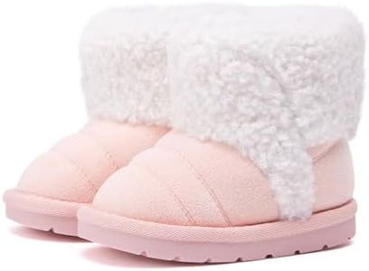 BMCiTYBM Baby Snow Boots Boy Girl Winter Boots Infant Faux Fur Warm Shoes for Cold Weather Outdoor 6 9 12 18 24 Months Pink Size 5 Toddler