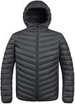 ZSHOW Men's Puffer Jacket Hooded Down Alternative Winter Coat Hooded Lightweight Outerwear Coat(Dark Grey,XL)