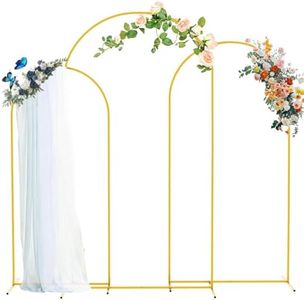 PADTIC Wedding Arch Backdrop Stand,Set of 3 Gold Metal Arch Stand,7.2FT,6.6FT,6FT Arched Backdrop Frame, Balloon Arched Backdrop Stand for Birthday Party Wedding Ceremony Baby Shower Graduation Decor