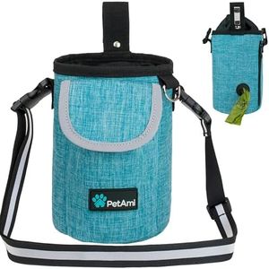PetAmi Dog Treat Pouch, Large Pet Training Treat Pouch with Pocket, Dog Trainer Essentials Supply Holder with Poop Bag Dispenser, Training Bag for Kibbles Toys, 3 Ways to Wear (Turquoise)