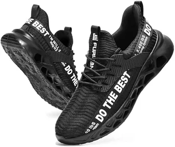 Furuian Steel Toe Shoes for Men & Women X-Wide Steel Toe Sneakers Lightweight Comfortable Safety Work Shoes X-Wide Black