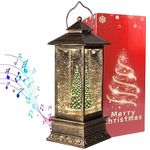 Purplecrystal [360 ° Double Rotation] Decorative Vintage Christmas Light with Timer Function, 8 Christmas Music, Rotating Christmas Tree and Rotating Train, USB or Battery (11.4 "x 4.13")