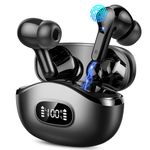 Wireless Earbuds, Bluetooth 5.3 Headphones In Ear Earphones 4 ENC Noise Cancelling Mic Headphones with HIFI Stereo, 40H Playtime, Type-C Charging Case, IP7 Waterproof Running Ear buds Headphones Black