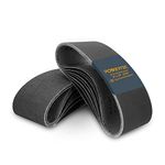 POWERTEC 46007 3 x 21 Inch Silicon Carbide Sanding Belts, 12PK, 2 Each of 120/240/400/600/800/1000 Grits, Belt Sander Sanding Belt Assortment for Portable Belt Sander, Knife Sharpening