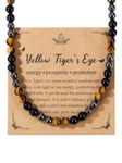 Jovivi Mens Healing Crystal Black Obsidian Tigers Eye Hematite Beaded Necklace Natural Stone Beads Necklace Triple Protection Jewelry Gifts for Men Stress Relief,Balance, Stone, No Gemstone