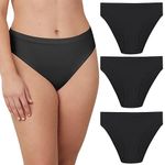 Maidenform Women's Hi-Cut Underwear, Barely There Invisible Look High-Waisted Panty, 3-Pack, Black/Black/Black, X-Large