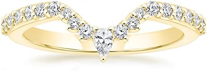 Mameloly Wedding Bands for Women Pear & Round Shaped Stackable Gold Cubic Zirconia Half Eternity CZ Curved Engagement Rings for Her Size 7