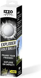 IZZO Golf Exploder Prank Golf Balls 4-Pack - Golf Joke Ball, Novelty Plastic Exploding Ball with Safe, White Powder