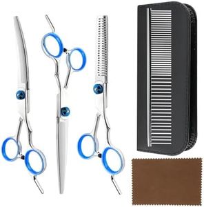 6 Pcs Dog Grooming Kit, Dog Hair Cutting Scissors, Scissors Specially With Pet Hair Long and Short Trim Styling Trim (Blue)