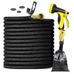 Expandable Garden Hose 100ft Water Hose with 10 Function Nozzle,Flexible Hose withTriple Core Latex and 3/4" Solid Brass Fittings Collapsible Lightweight Retractable Long Hose Pipe (Black)