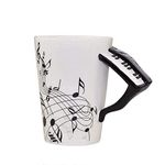 ufengke Musical Notes Design Coffee Mug Tea Cup,Creative Black Piano Handle Personalise Ceramic Coffee Cup Milk Cup,For Household Office