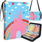 Lotadilo for 4 Pocket Card Binder with 440 Pockets - Trading Card Collection Album Folder for Men Boys Teens Castle Design for Sports Cards Game Cards with Zipper Hand Carrying Rope