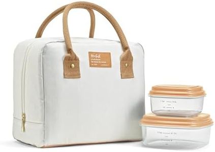 Fit & Fresh Lunch Bag For Women, Insulated Womens Lunch Bag For Work, Leakproof & Stain-Resistant Large Lunch Box For Women With Containers, Zipper Closure Bloomington Bag, Ivory Woven