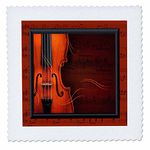 3dRose Violin or Fiddle Quilt Square, Multi-Colour, 14 x 14-Inch