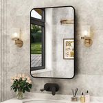 ACEMIRO 20x28 Inch Black Recessed Medicine Cabinet with Mirror Metal Framed Surface Bathroom Mirror Cabinet with Storage Wall Mounted Medicine Cabinet Mirror