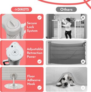Dikots Retractable Stair Gate, White – Safety Barrier for Kids & Pets