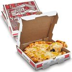 MT Products Cardboard Pizza Box 10" Length x 10" Width x 1.75" Depth Corrugated White-Red B-Flute Design (10 Pieces)