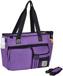 ZFZGFRCS Nurse Tote Bag for Work Nursing Bag with Multiple Pockets Nurse Clinical Bag for Students Teacher Bag, Purple, Large, Tote Bag