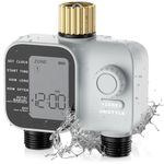 2027 New Upgrade Sprinkler Timer 2 Zone with Brass Inlet, Unistyle Water Timer for Garden Hose with Rain Delay and Manual Water/Automatic Irrigation, Hose Timers for Yard and Lawn Patio