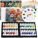 DazSpirit 36-Color Acrylic Paint Set, Art Craft Painting Kits for Adults Kids Artists Beginners, with Brushes, Palette & Canvas Boards, Acrylic Paints for Canvas Fabric Rock Glass Ceramic Wood(12ml)