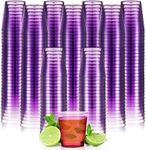 Tioncy 300 Pack 1oz Plastic Cups, Mini Reusable Shot Glasses 1oz Small Plastic Cups for Wedding, Halloween Party, Beer Taste Serving, Snacks Samples and Tastings (Purple)