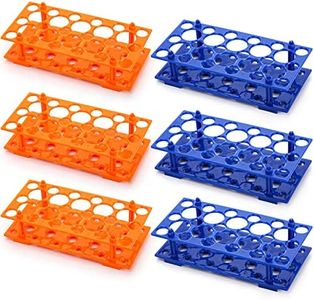 Lawei 6 Pack 28 Well Test Tube Rack, Laboratory Centrifuge Plastic Tube Holder, Detachable Plastic Stand, Storage Test Tube Rack for 10ml / 15ml / 50ml Tube, Blue and Orange