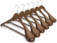 HOUSE DAY Wide Shoulder Wooden Hangers, Suit Hangers with Non Slip Pants Bar, Smooth Finish 360° Swivel Hook Solid Wood Coat Hangers for Dress, Jacket, Pants, Heavy Clothes Hangers 6 Pack (Walnut)