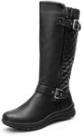 DREAM PAIRS Women's Faux Fur Knee High Boot Round Toe Fall Winter Boots,Size 10,Black,URVA