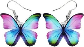 LONYOO Acrylic Colorful Butterfly Earrings Dangling Drop Jewellery Spring Summer Gifts for Women Girls Charms (Multi)