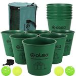 OLSA Yard Pong Games, Giant Yard Pong Family Patry Games with 12 Buckets, Balls, Strength Carrying Bag for Halloween Christmas Birthday Gift, Indoor Outdoor Toss Games for Adults and Family(Green)