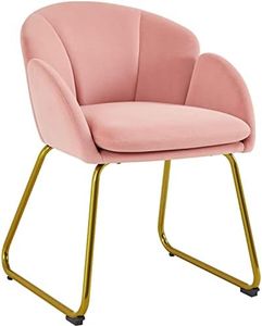 Yaheetech Poltroncina Camera da Letto Salotto Poltrona Soggiorno Imbottita Alta Moderna Ergonomica in Velluto con Schienale Circolare Braccioli Gambe in Metallo Portata 136 kg Rosa