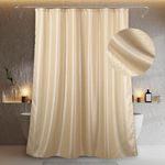 Champagne Glitter Shower Curtain: Gold Sparkle Bling Shiny Metallic Shimmer Shower Curtain for Bathroom - Anti Mould Water Repellent Washable Polyester Shower Curtain for Wet Room - 183 x 200cm Drop