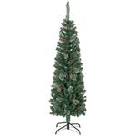 HOMCOM 5ft Pencil Artificial Christmas Tree, Xmas Tree with Thin Pine Needles and Realistic Branches, Pine Cones, Metal Base, Green